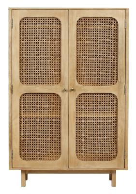 Product photograph of Indi Wood And Rattan 2 Door Wardrobe from Choice Furniture Superstore