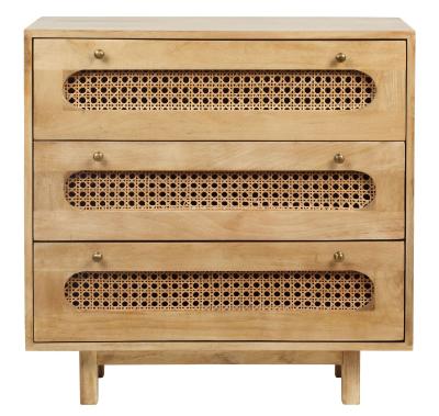 Indi Wood And Rattan 3 Drawer Chest