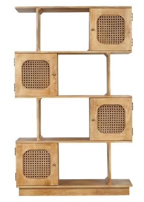 Product photograph of Indi Wood And Rattan 4 Door Bookcase from Choice Furniture Superstore