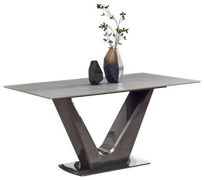 Product photograph of Camilla Armani Grey Sintered Stone Top 140cm Dining Table With V Pedestal Base - 4 Seater from Choice Furniture Superstore