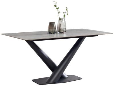 Product photograph of Maldon Armani Grey Sintered Stone Top 160cm Dining Table With Black V Base - 6 Seater from Choice Furniture Superstore