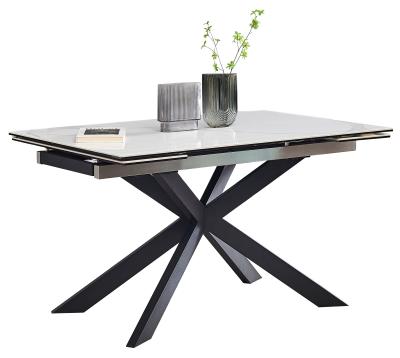 Sutton White Ceramic 4 Seater Extending Dining Table with Black Star Base