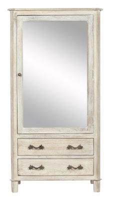 Product photograph of Nimes French Style Whitewash 1 Mirror Door Combi Wardrobe from Choice Furniture Superstore