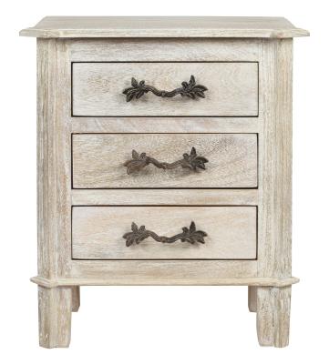 Product photograph of Nimes French Style Whitewash 3 Drawer Bedside Cabinet from Choice Furniture Superstore