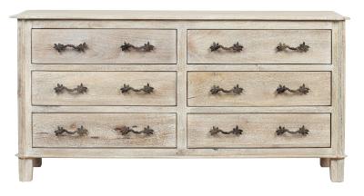 Product photograph of Nimes French Style Whitewash 6 Drawer Chest from Choice Furniture Superstore
