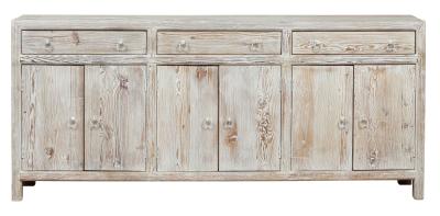 Reclaimed Wood Whitewash 6 Door 3 Drawer Extra Large Sideboard