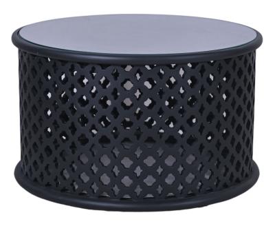 Product photograph of Clearance - Jaipur Lattice Black Mango Wood Round Coffee Table from Choice Furniture Superstore