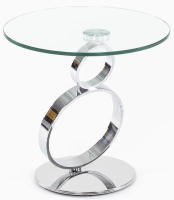 Circles Glass Side Table with Stainless Steel Chrome Frame