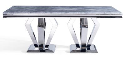 Product photograph of Dolce Grey Marble And Chrome Dining Table - 6 Seater from Choice Furniture Superstore
