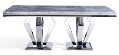 Product photograph of Dolce Grey Marble And Chrome Dining Table from Choice Furniture Superstore