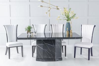 Product photograph of Naples Black Marble Dining Set - Cadiz Chairs from Choice Furniture Superstore