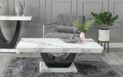 Madrid Marble Coffee Table White Rectangular Top