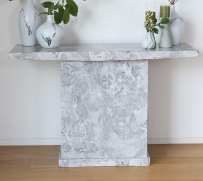 Turin Marble Console Table Grey Square Top with Pedestal Base