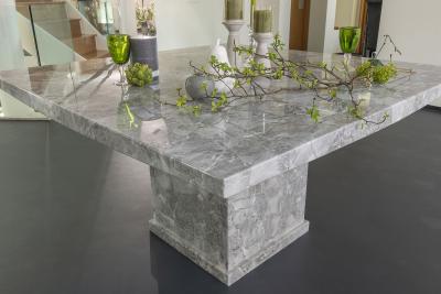 Product photograph of Turin 140cm Square Grey Marble Dining Table from Choice Furniture Superstore