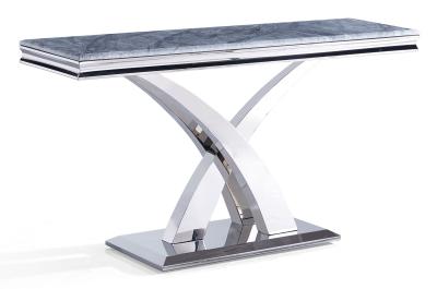 Product photograph of Lisbon Grey Marble And Chrome Console Table from Choice Furniture Superstore