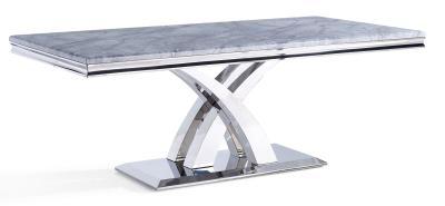 Product photograph of Lisbon Grey Marble And Chrome Dining Table from Choice Furniture Superstore