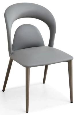 Product photograph of Dixie Grey Leather Dining Chair With Black Legs from Choice Furniture Superstore