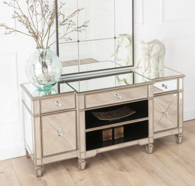 Antoinette Mirrored TV Unit with Champagne Trim