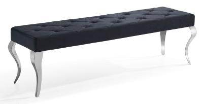 Louis Black Velvet Fabric 170cm Dining Bench
