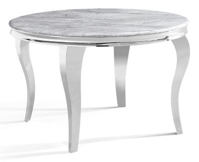 Product photograph of Louis 4 Seater Grey Marble And Chrome Round Dining Table from Choice Furniture Superstore