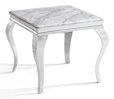 Louis Grey Marble and Chrome Side Table