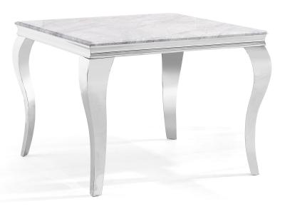 Louis Grey Marble and Chrome Square Dining Table - 2 Seater