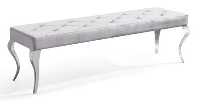 Product photograph of Louis Grey Velvet Fabric 170cm Dining Bench from Choice Furniture Superstore