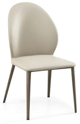 Image of Astrid Taupe Dining Chair- Faux Leather with Black Legs
