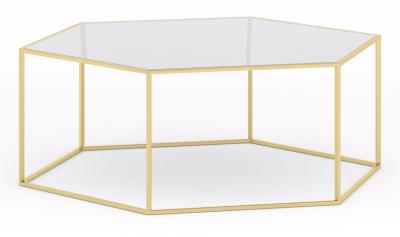 Product photograph of Clearance - Ming Glass And Gold Hexagon Coffee Table from Choice Furniture Superstore