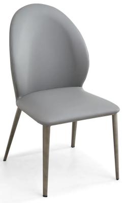 Image of Astrid Grey Dining Chair- Faux Leather with Black Legs
