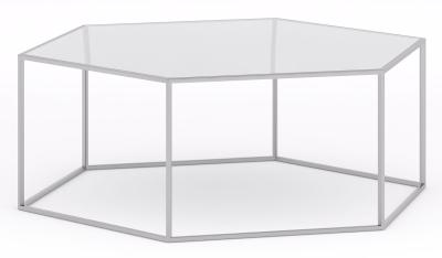 Product photograph of Clearance - Ming Glass And Silver Hexagon Coffee Table from Choice Furniture Superstore