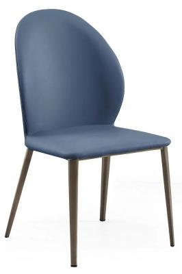 Image of Astrid Blue Dining Chair- Faux Leather with Black Legs