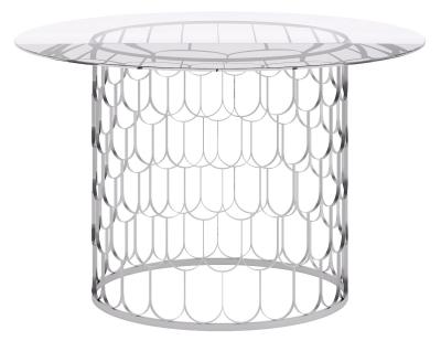 Product photograph of Belair Glass And Chrome 120cm Round Dining Table - 4 Seater from Choice Furniture Superstore
