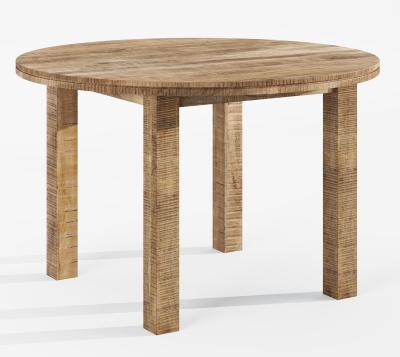 Dakota Mango Wood Dining Table, Indian Light Natural Rustic Finish, 120cm Round Top Seats 4 Diners