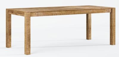 Dakota Mango Wood Dining Table, Indian Light Natural Rustic Finish, 200cm Rectangular Top Seats 8 Diners