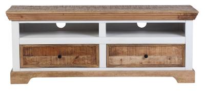 Clearance Farmhouse Mango Wood 2 Drawer Tv Unit Natural And White Brand New Item