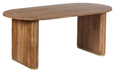 York Natural Mango Wood 200cm Oval Dining Table with Fluted Base - 6 Seater