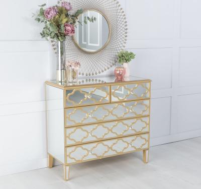 Product photograph of Casablanca Mirrored 3 2 Drawer Chest With Gold Trim from Choice Furniture Superstore
