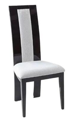 Image of Alpine Walnut High Gloss High Back Dining Chair with Beige Seat Pads