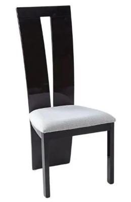 Image of Vienna Walnut Dining Chair, Wooden High Gloss with High Back and Beige Seat Pads