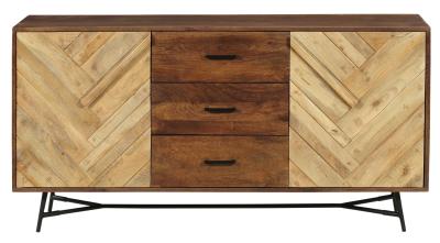 Product photograph of Rennes Chevron Large Sideboard - Rustic Mango Wood from Choice Furniture Superstore