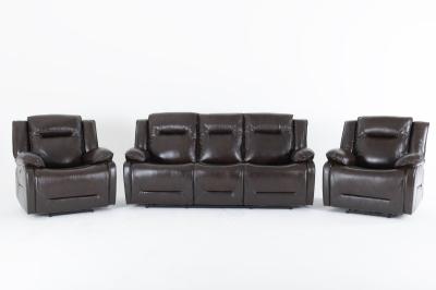Athena Dark Brown Leather Recliner 3+1+1 Seater Sofa Suite