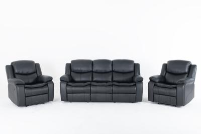 Berlin Black Leather Recliner 3+1+1 Seater Sofa Suite