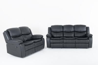 Berlin Black Leather Recliner 3+2 Seater Sofa Suite