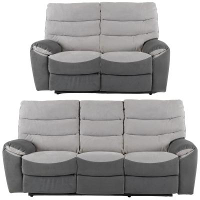 Lisbon Grey Fabric Recliner 3+2 Seater Sofa Suite