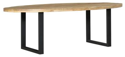 Product photograph of Fargo 210cm Mango Wood Industrial Oval Dining Table With Black U Legs from Choice Furniture Superstore