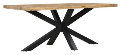 Fargo 12 Seater Industrial Dining Table - Rustic Mango Wood With Black Spider Legs