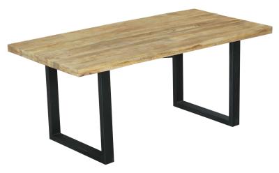 Fargo 6 Seater Industrial Dining Table - Rustic Mango Wood With Black U Legs
