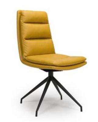 Product photograph of Diego Yellow Leather Swivel Dining Chair With Black Legs from Choice Furniture Superstore