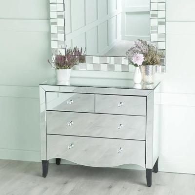 Venetian Mirrored 2+2 Drawer Chest with Black Legs